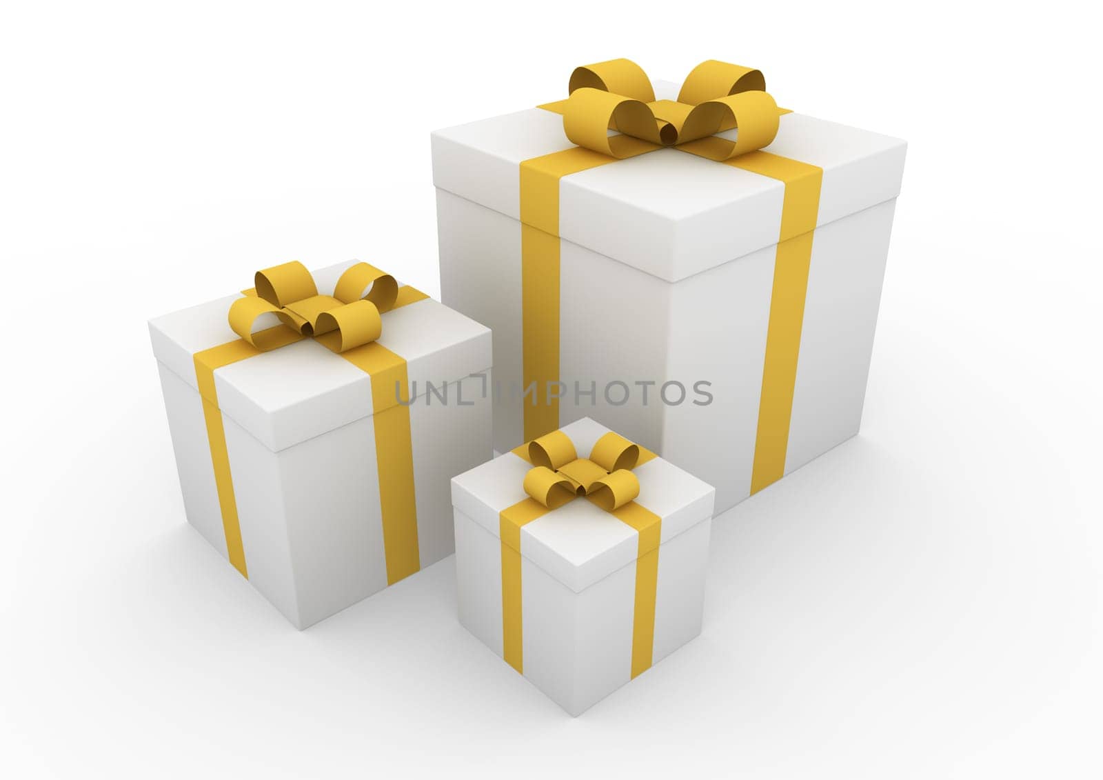 3d gold white gift box