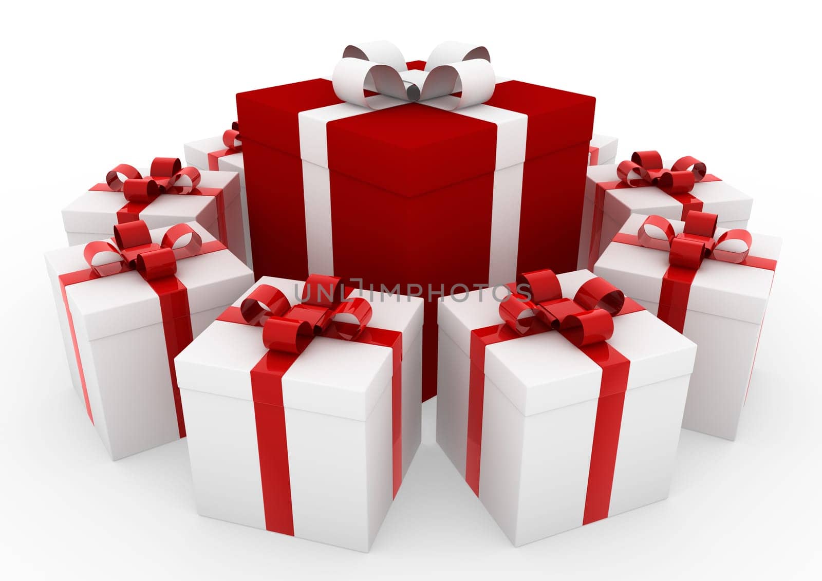 3d red white gift box