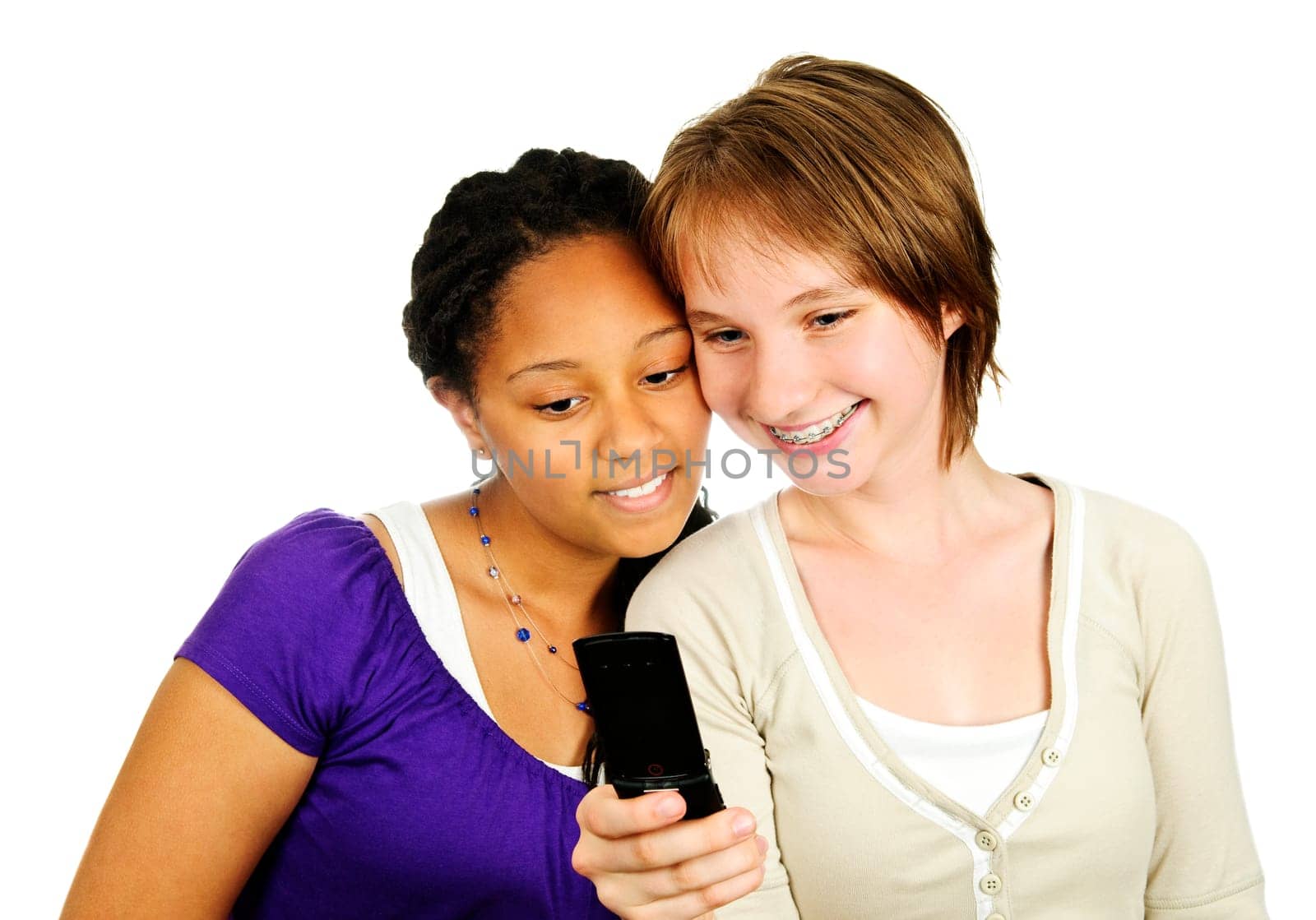 Teen girls with mobile phone
