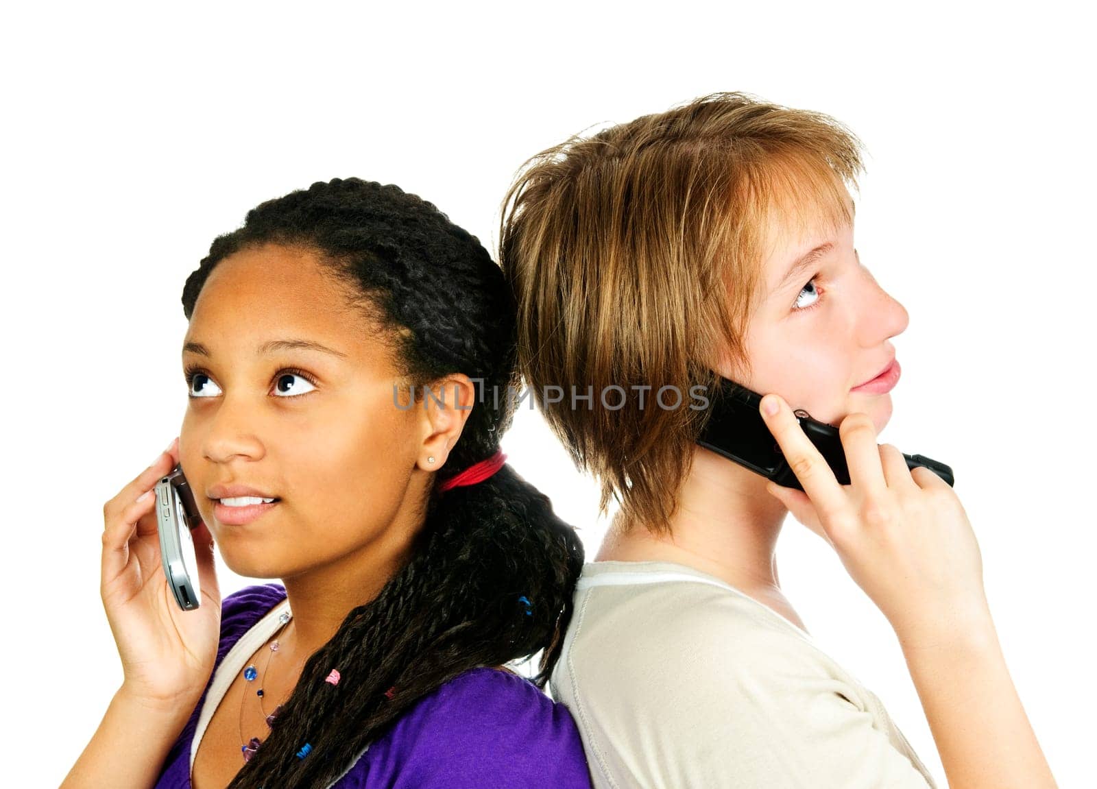 Teen girls with mobile phones