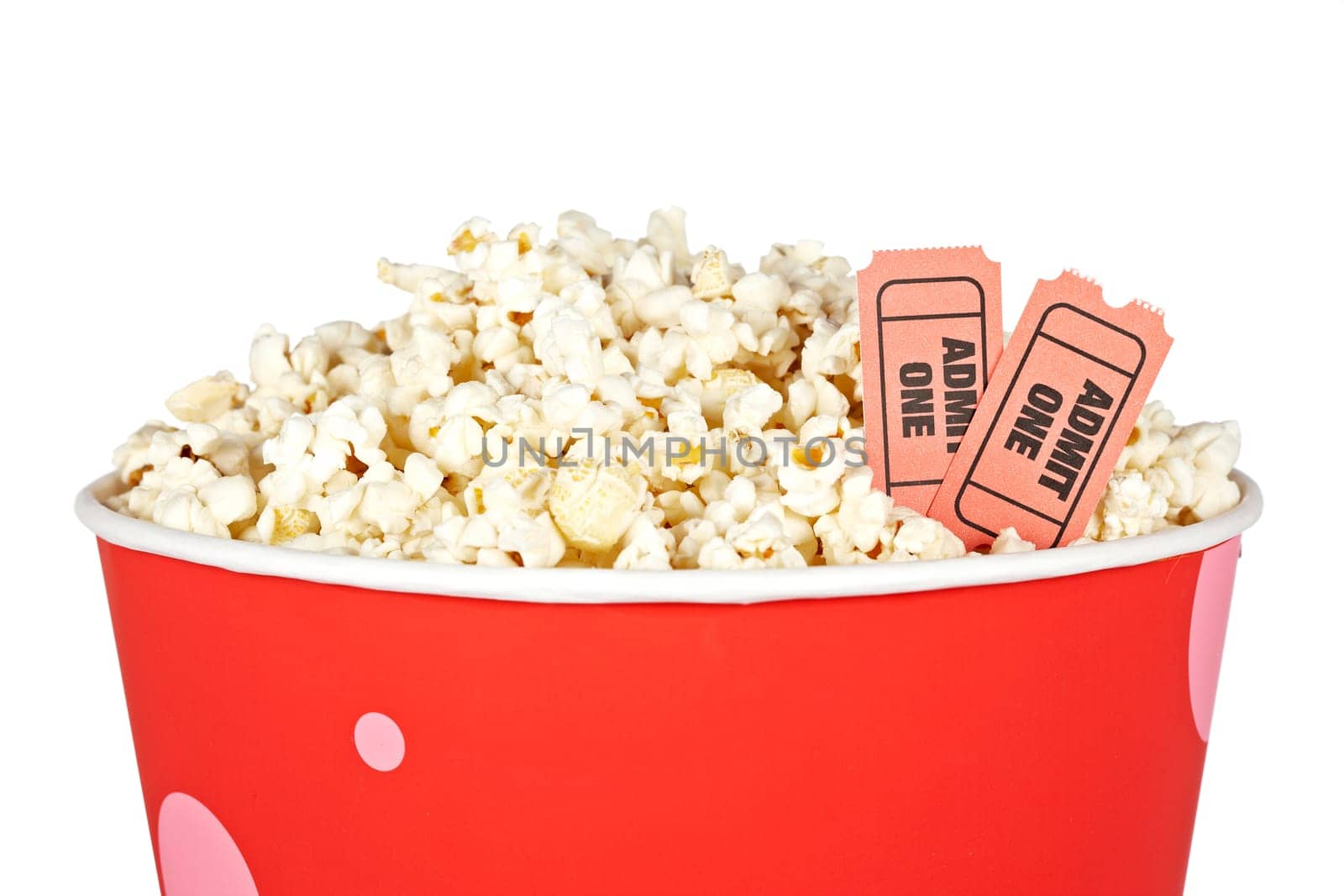 Detail of tickets and popcorn
