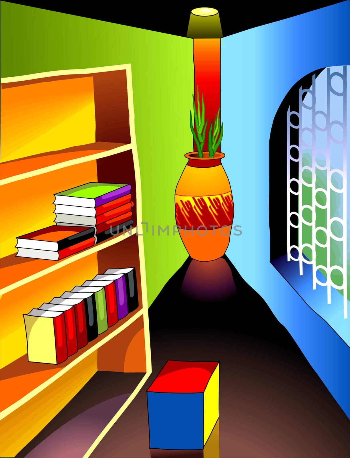 Study room with lot of books