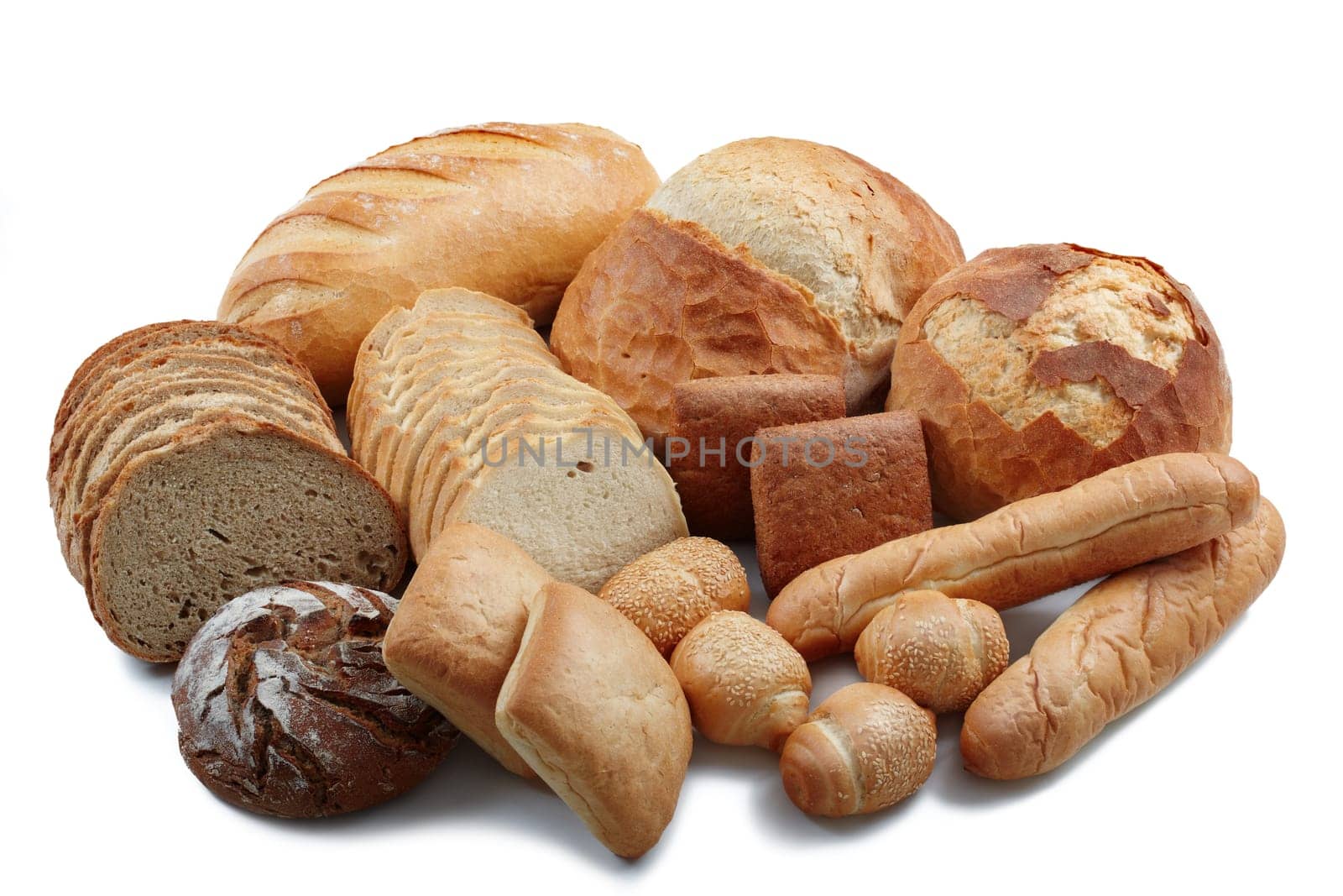 Group of different bread products
