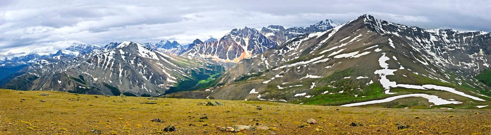 Panorama of Rocky Mountains in Jasper National Park, Canada