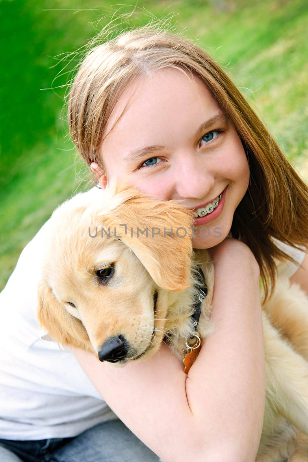 Girl with puppy