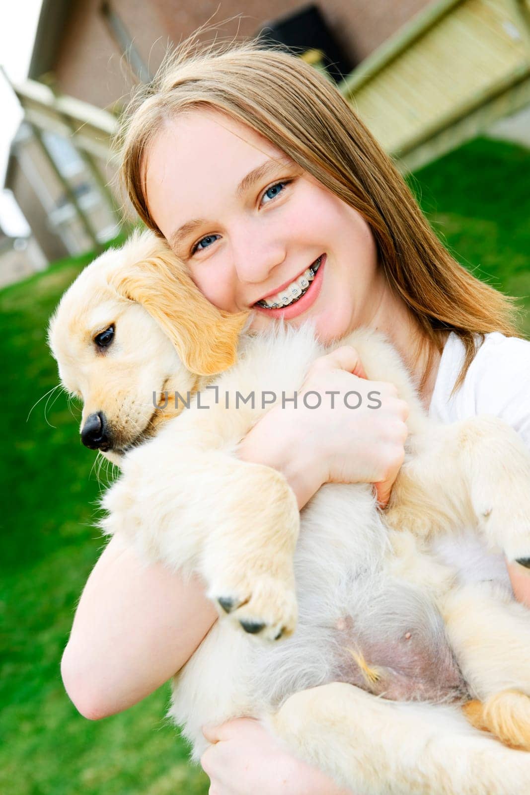 Girl with puppy