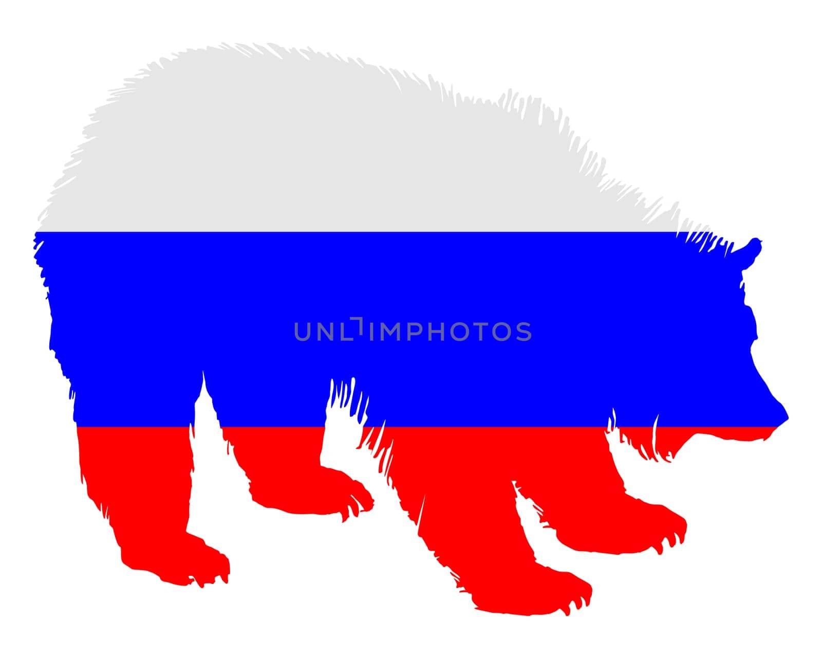 National flag of Russia with brown bear
