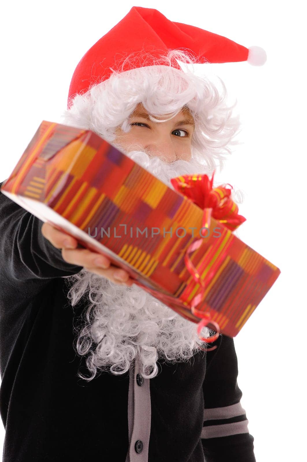 teenager in a hat santa