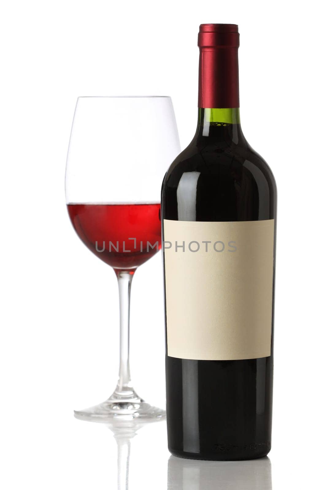 Red wine bottle and glass