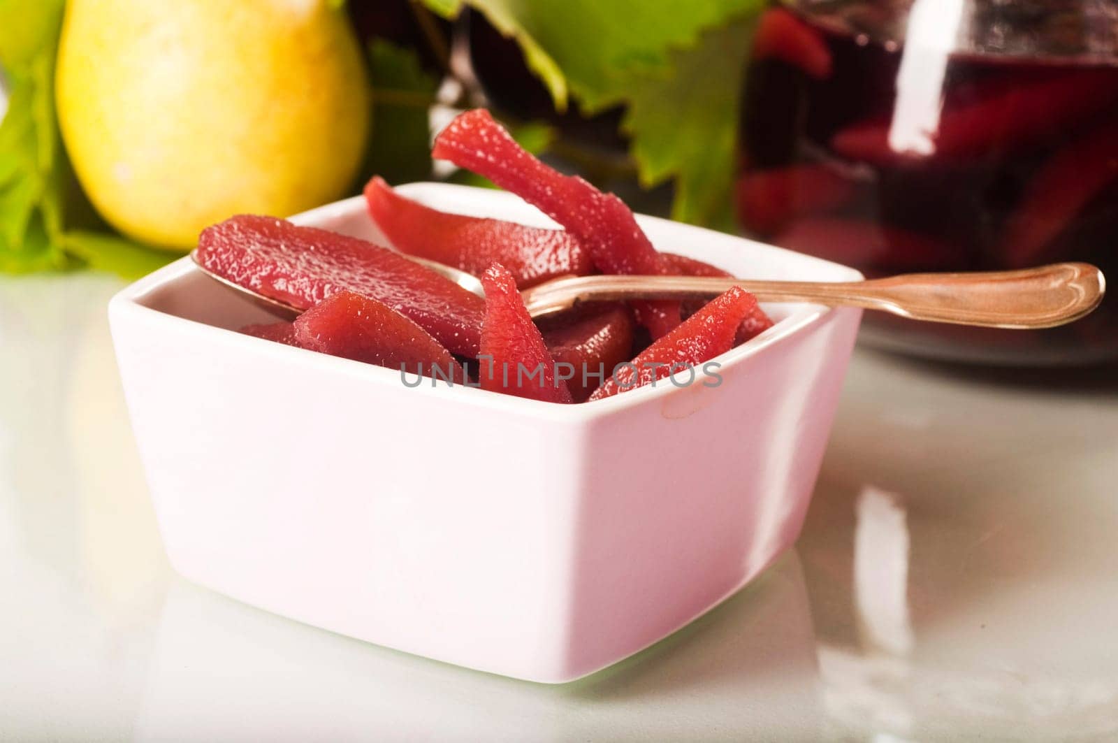 Pears in red wine