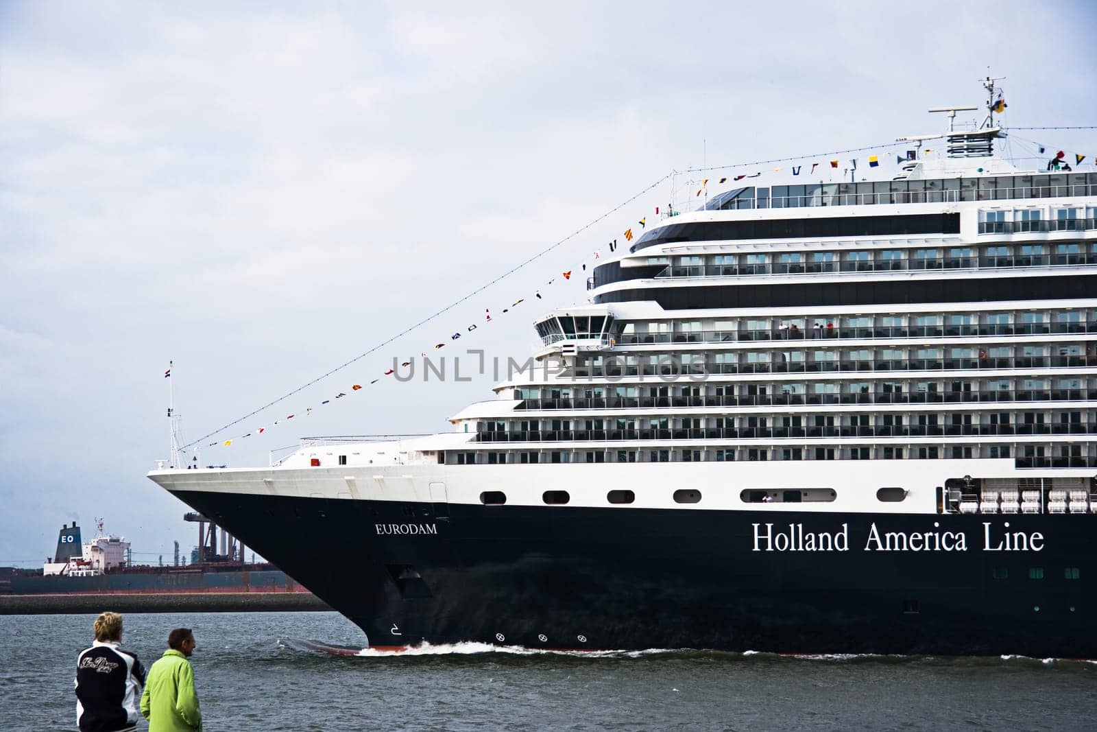 Cruiseship Eurodam coming in to visit Rotterdam.