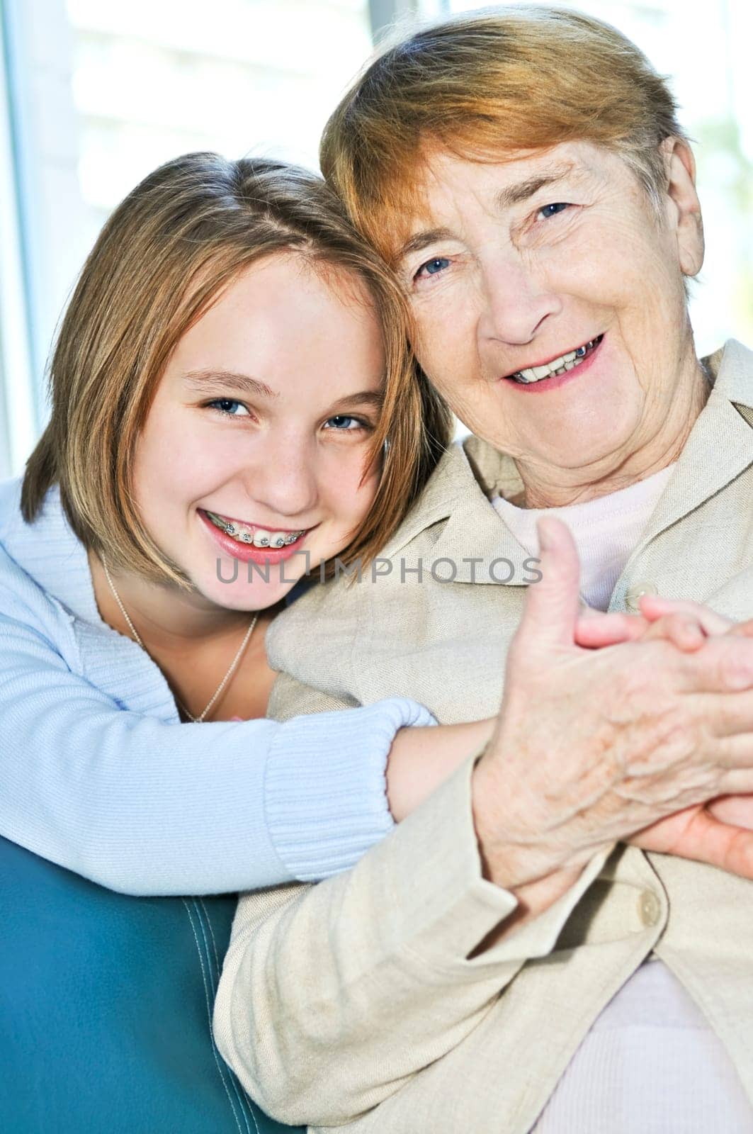 Granddaughter visiting grandmother