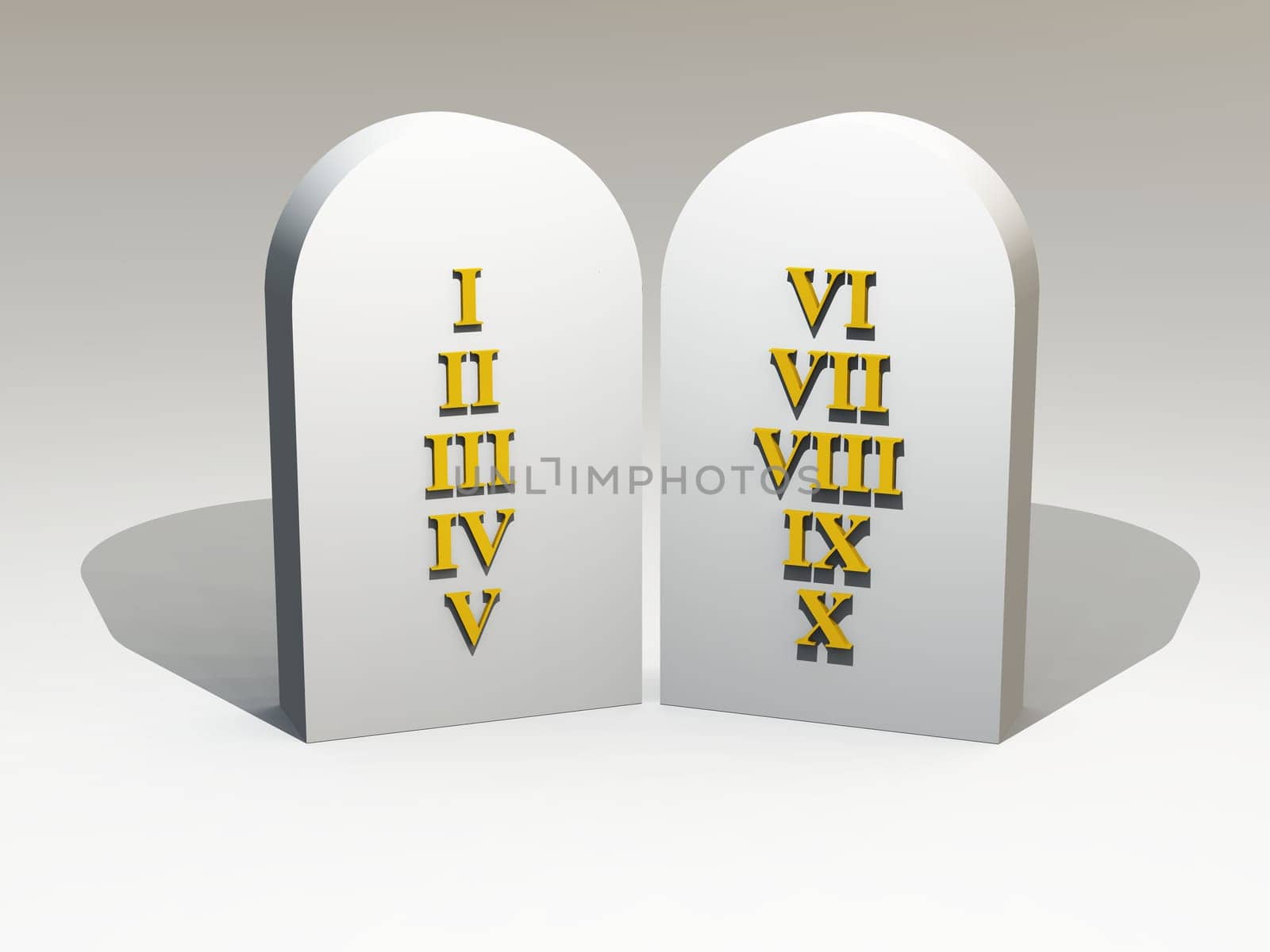 3D - 10 Commandments - Gold on Stone Tablet