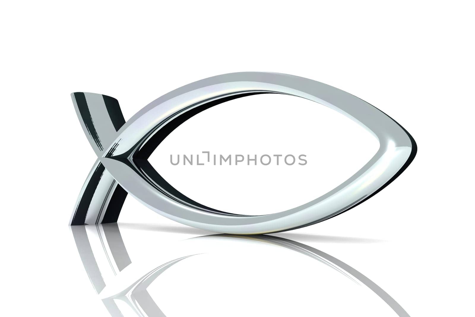 3D ICHTHYS Silver - Abstract Fish Symbol