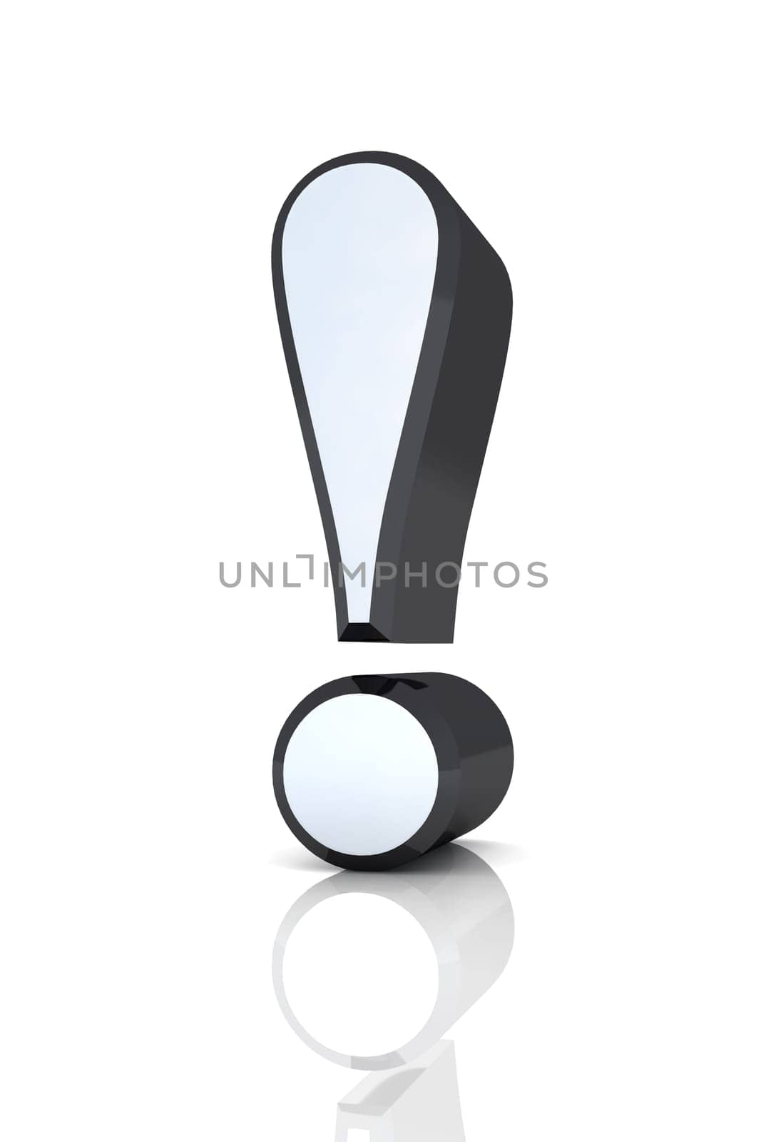 3D Exclamation Mark - Silver Black