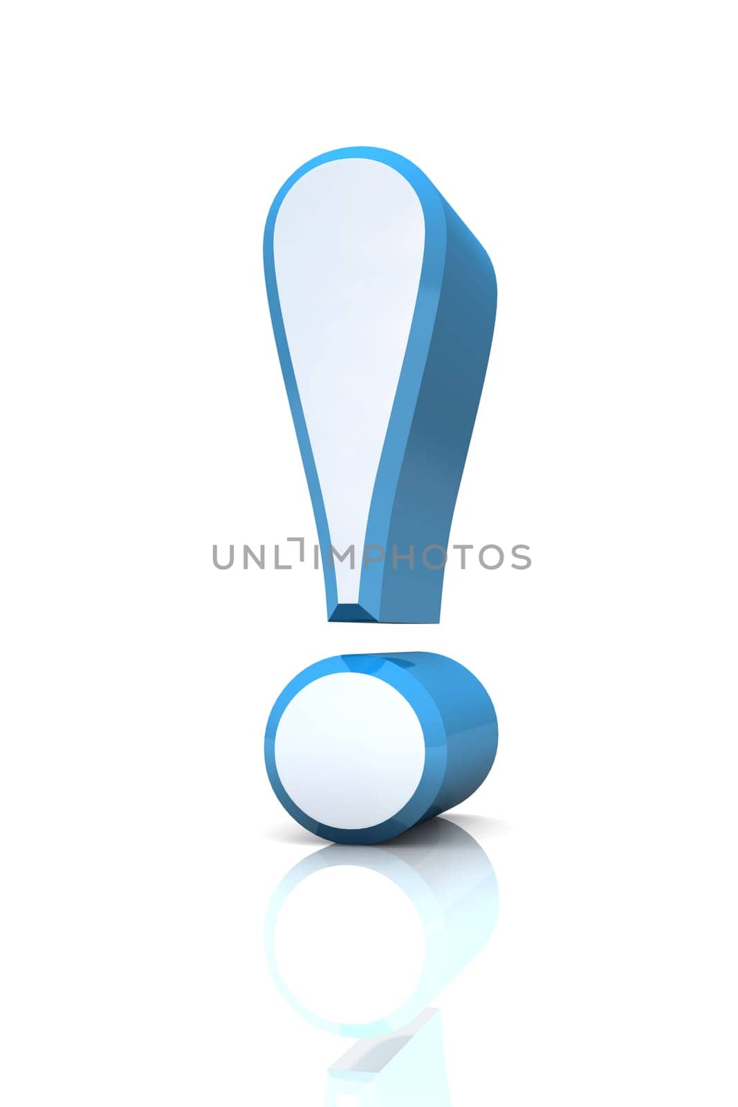 3D Exclamation Mark - Silver Blue