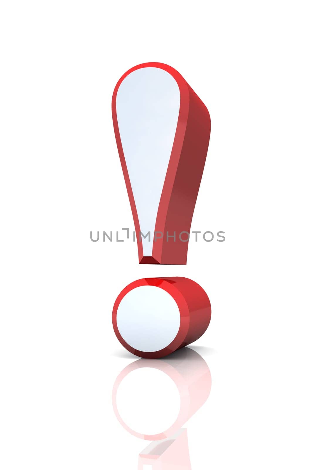 3D Exclamation Mark - Silver Red