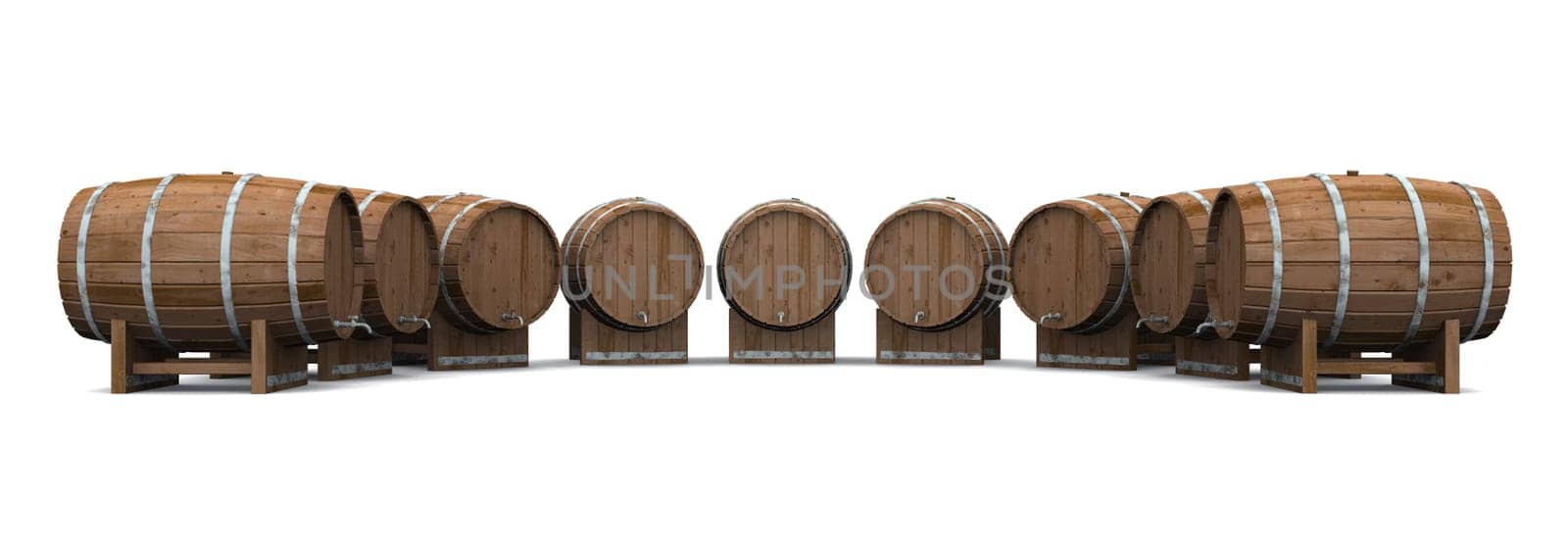 Beer kegs in a semicircle