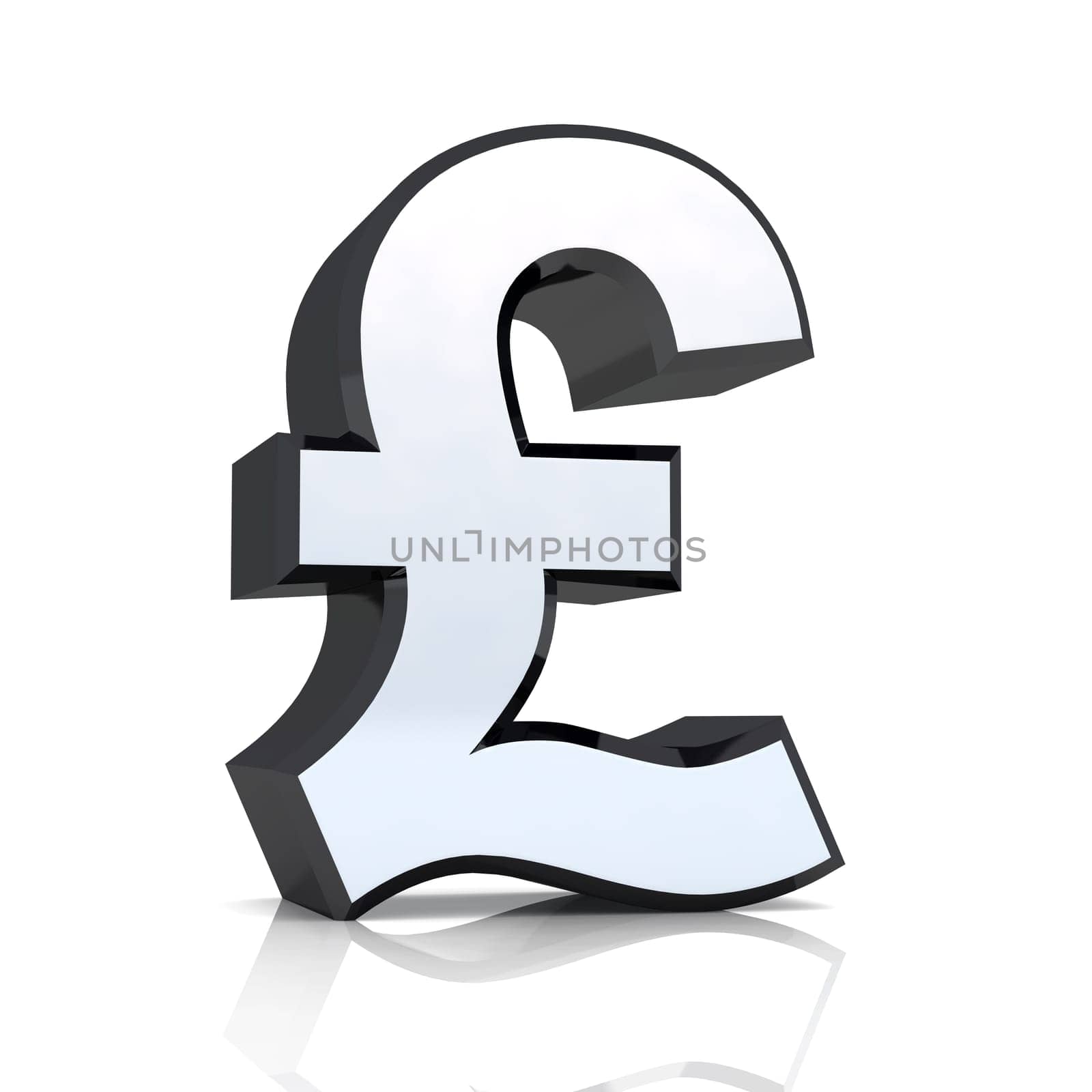 3D Pound Symbol - Silver Black Chrome