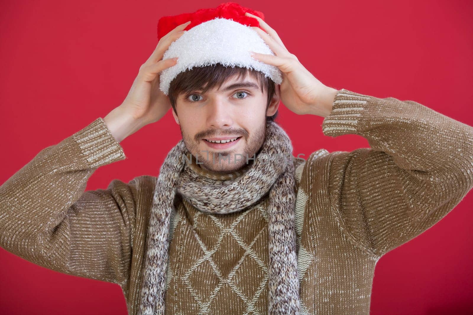 happy man in santa hat