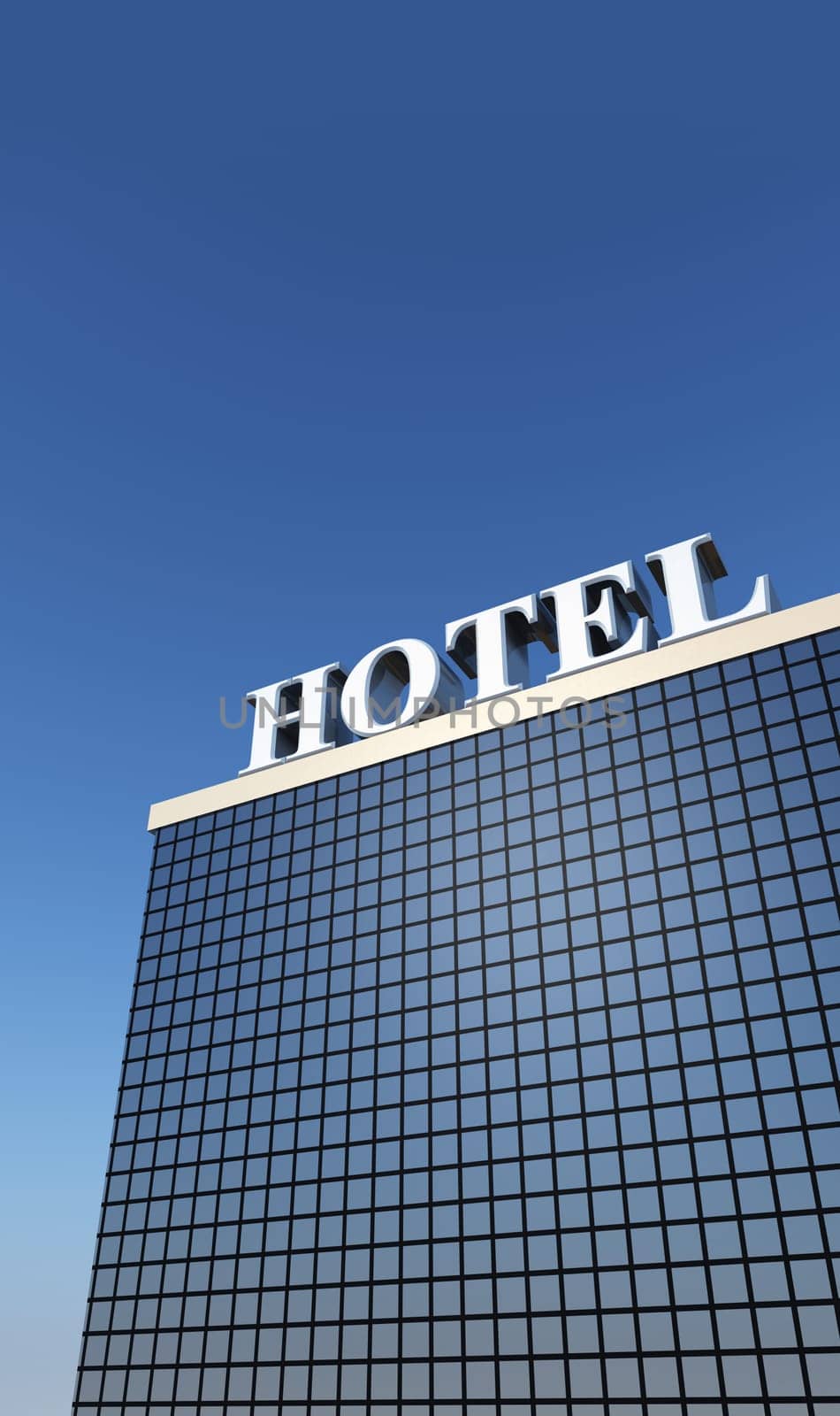 Silver HOTEL Sign on the Roof 03