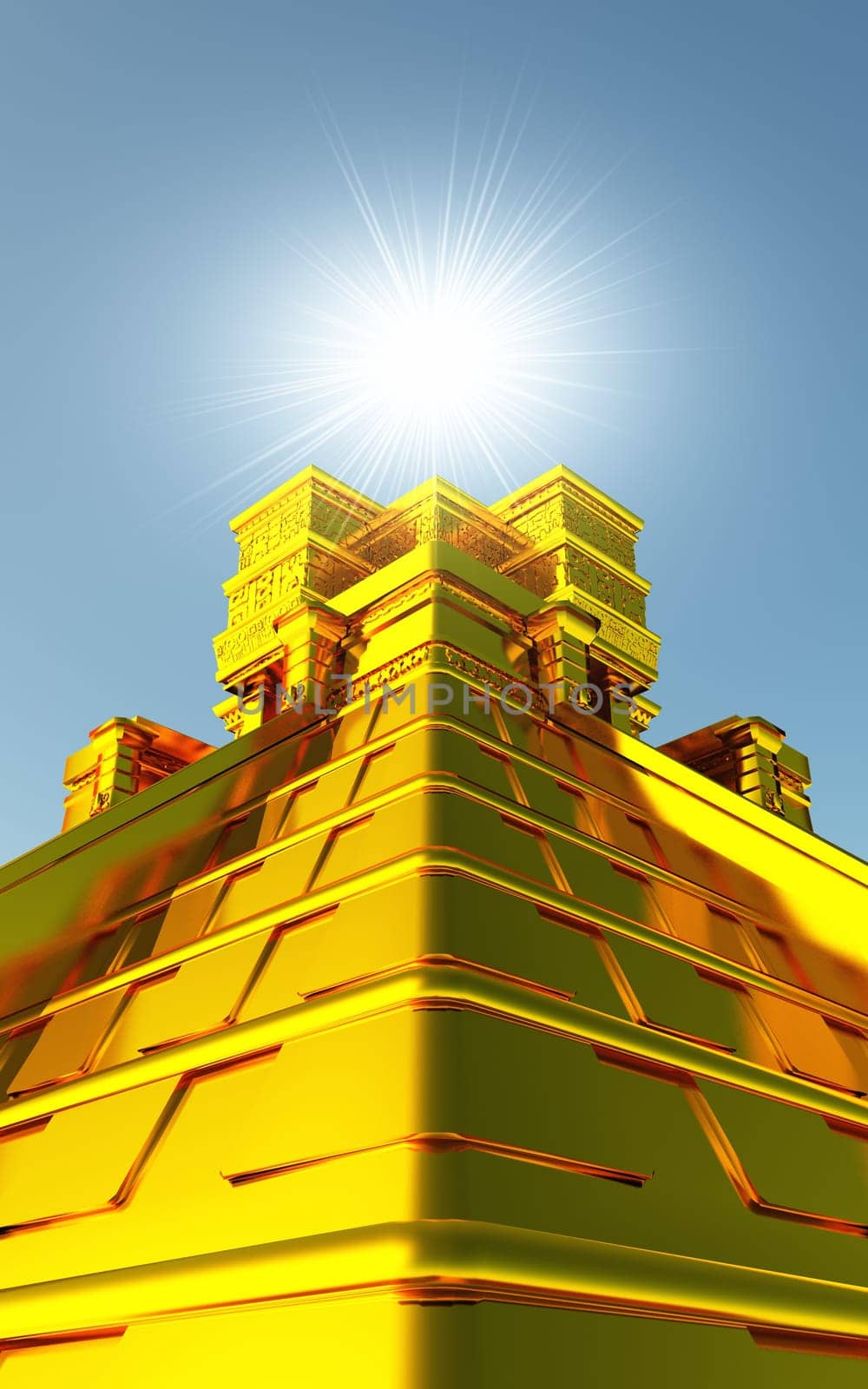 Golden Mayan Temple in 3D