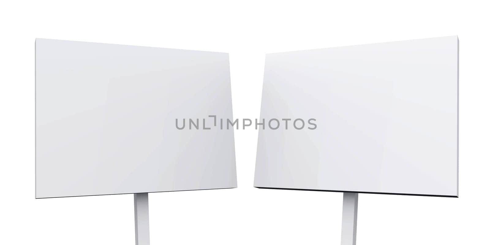 2x Blank Signs - White Isolated