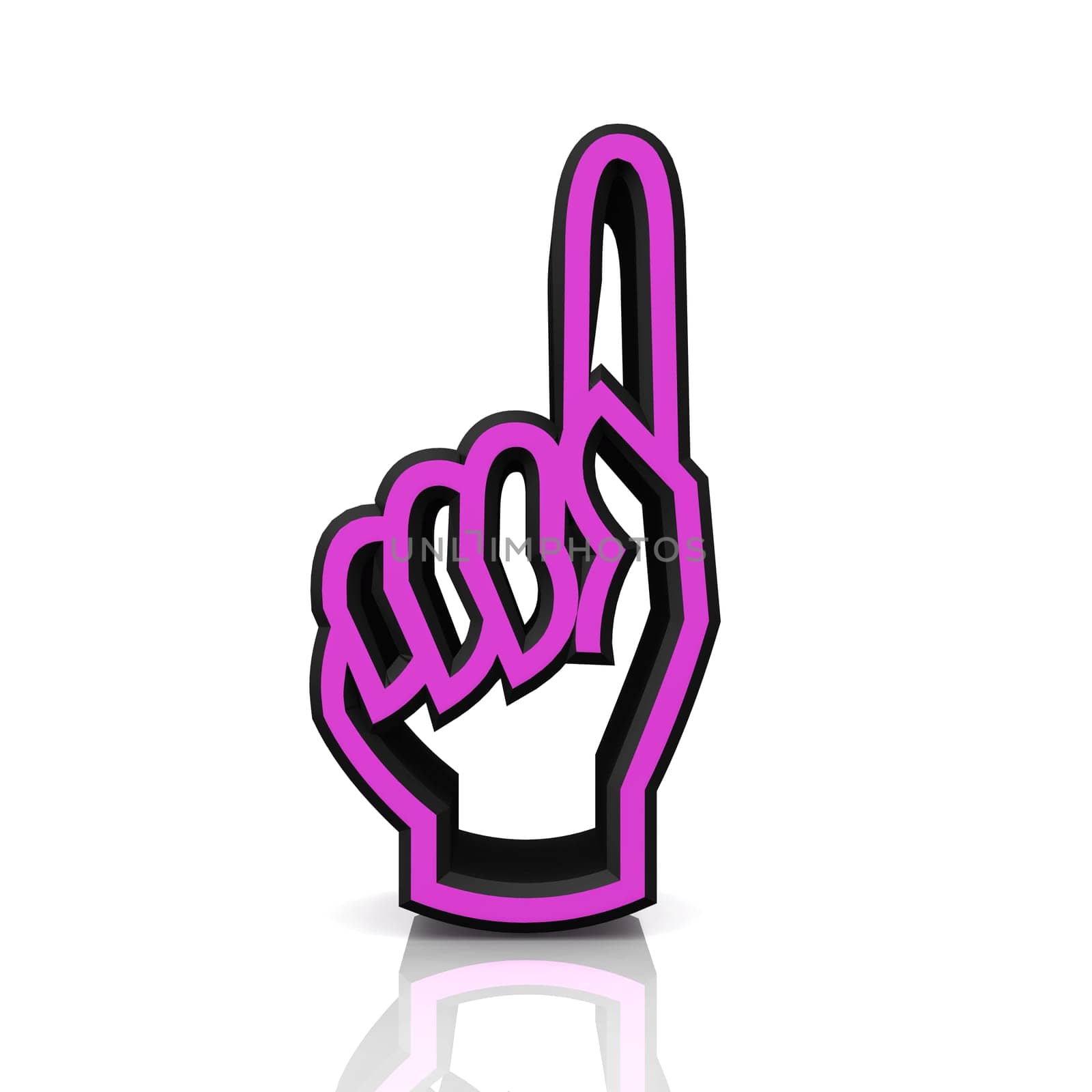 3D index finger up - pink