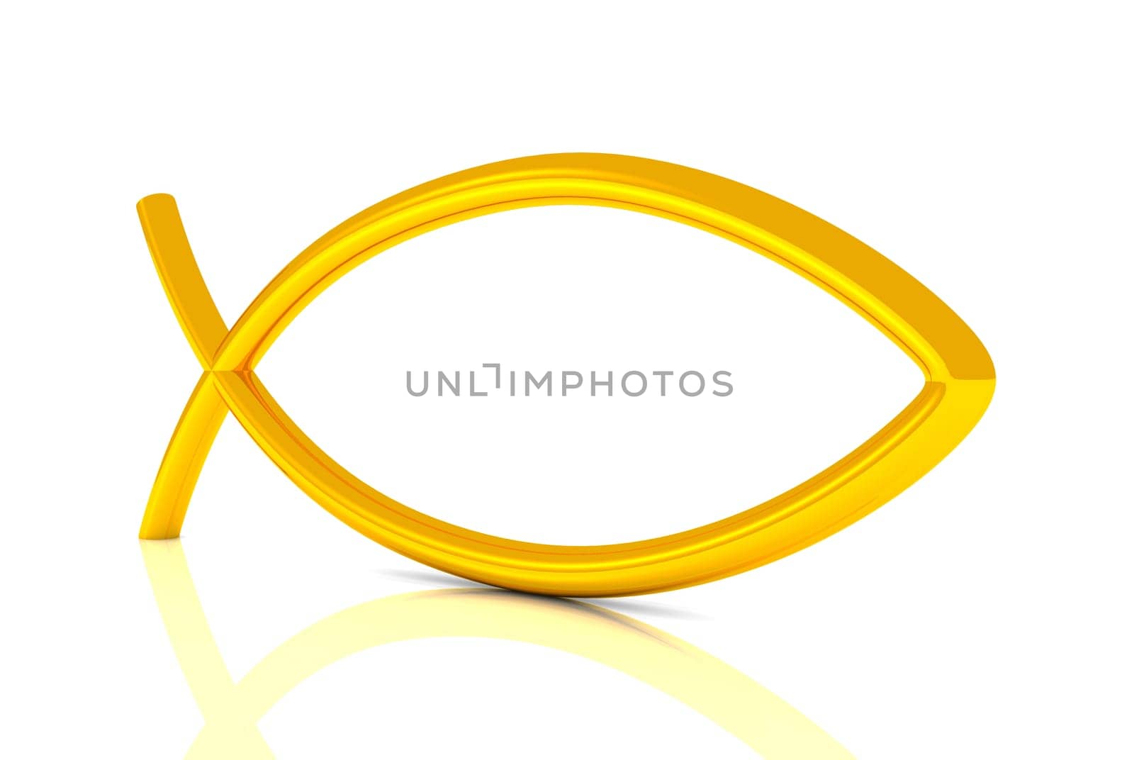 3D ICHTHYS Gold - Fish Symbol 03