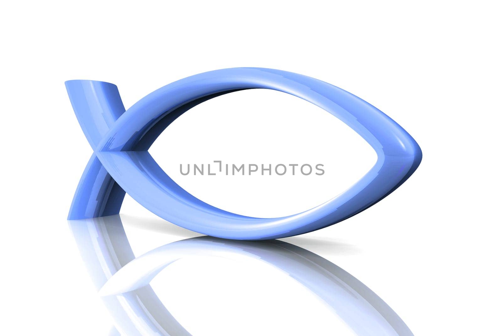 3D ICHTHYS Blue - Fish Symbol 02