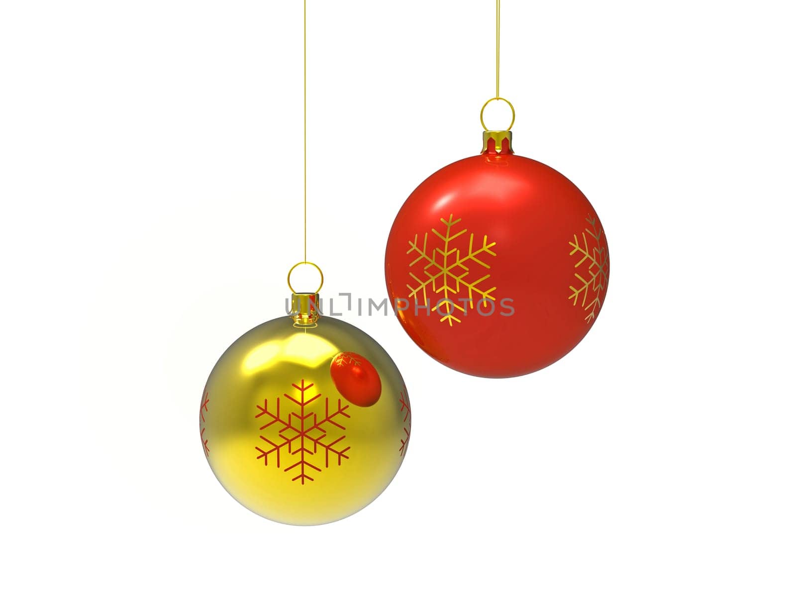 Golden and red christmas balls