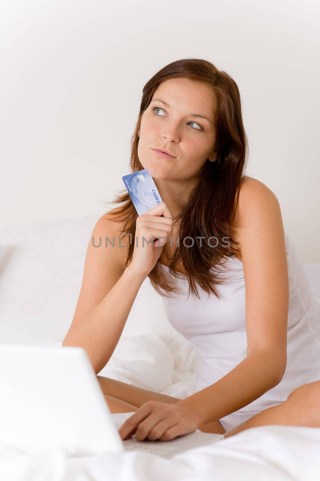 Home online shopping - woman with credit card