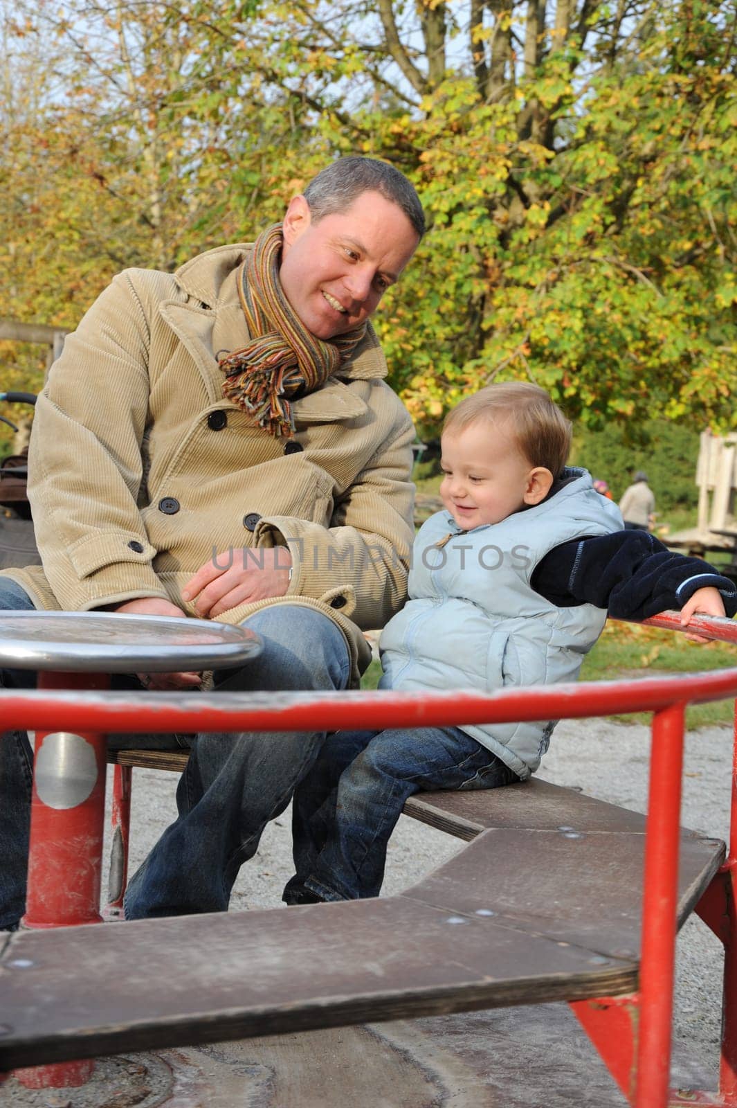Father and son at playground
