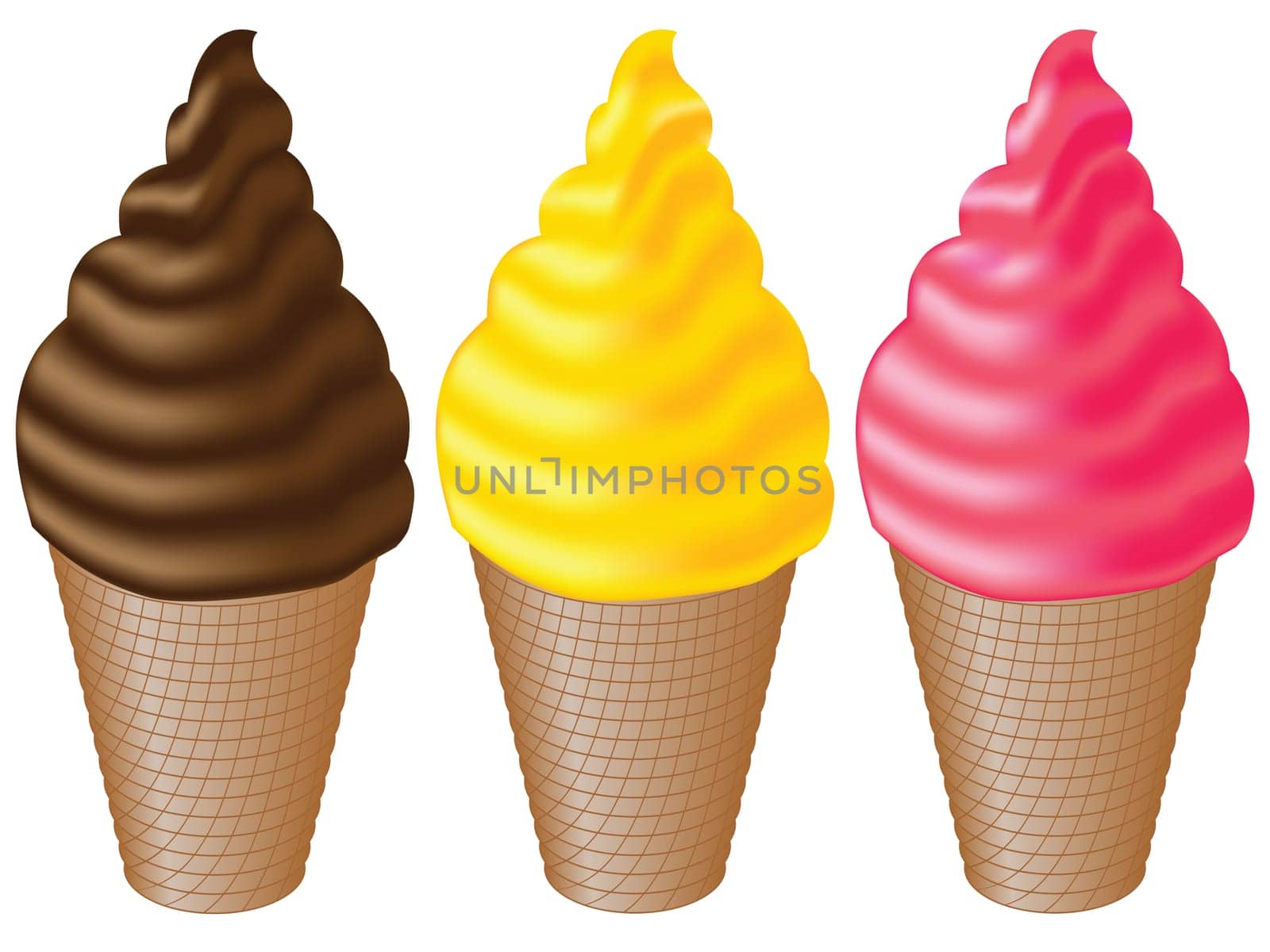 icecream collection against white