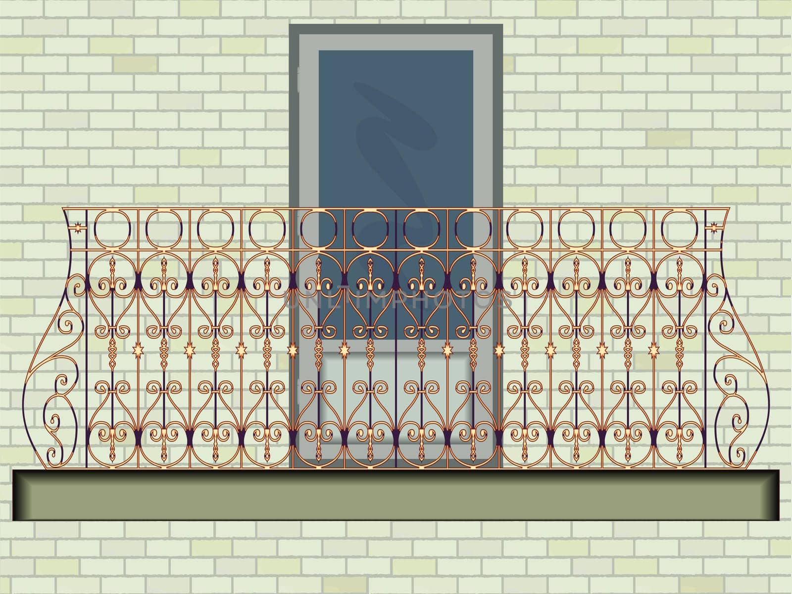 iron balcony against wall background