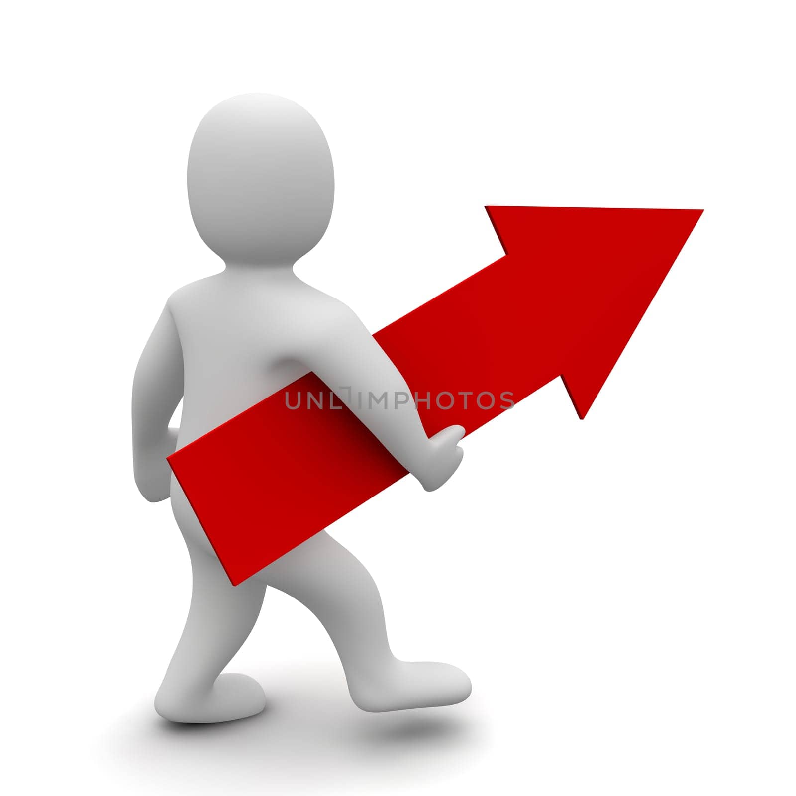 Man and big red arrow