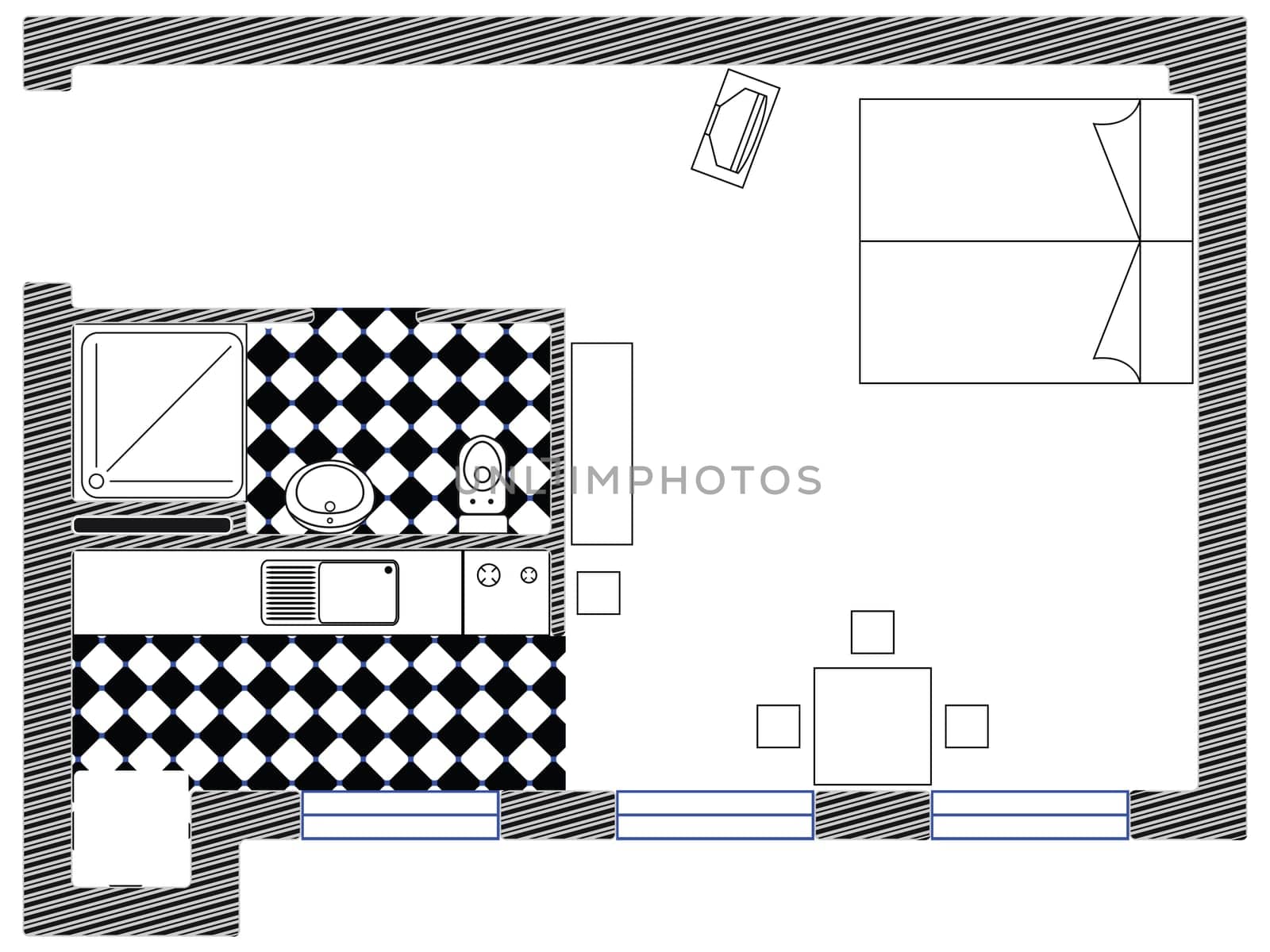 one room vector sketch