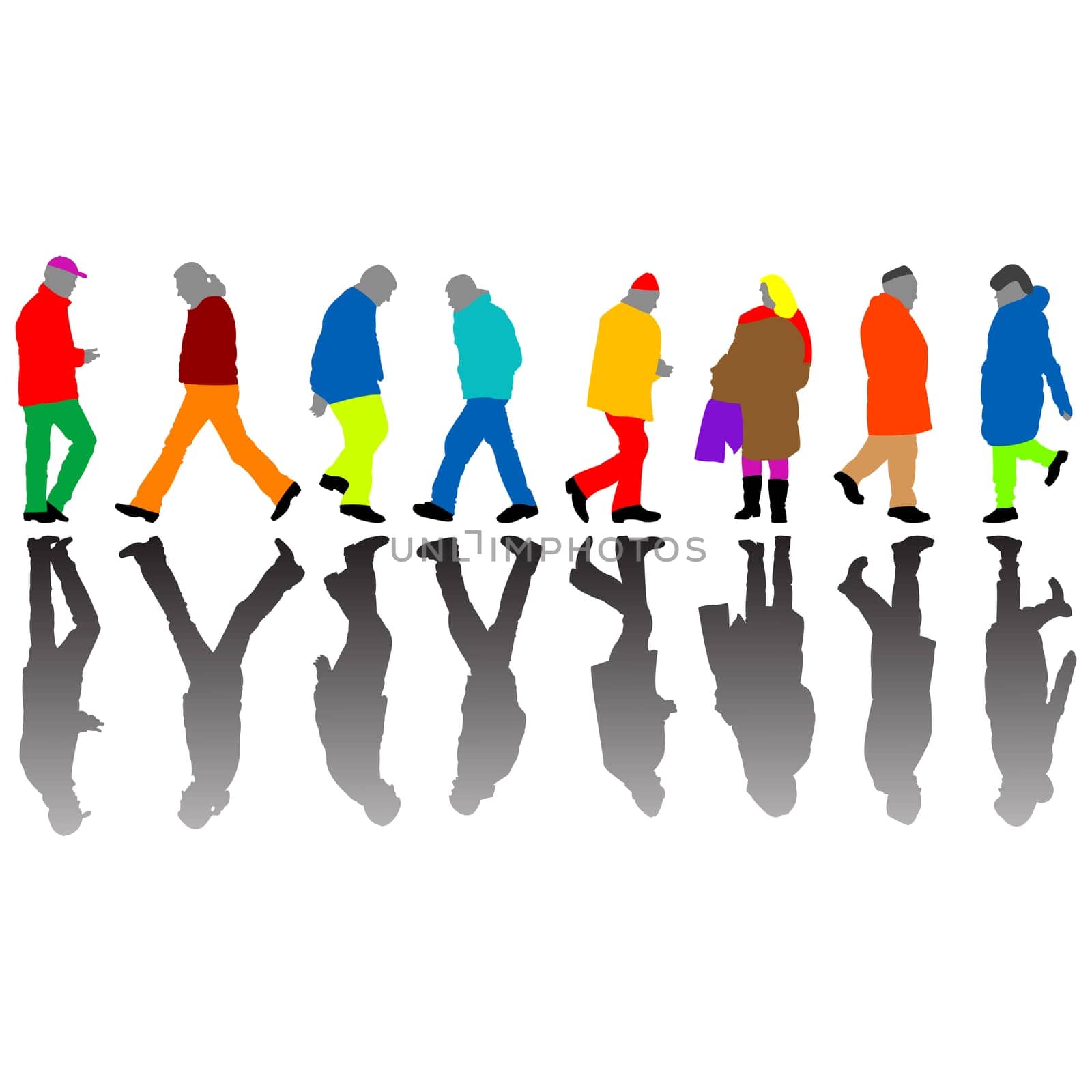 people silhouettes against white
