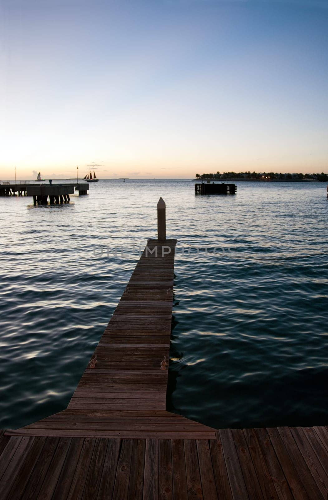 Jetty in the night harbor of Key West,Florida Key West Habour at Nigth