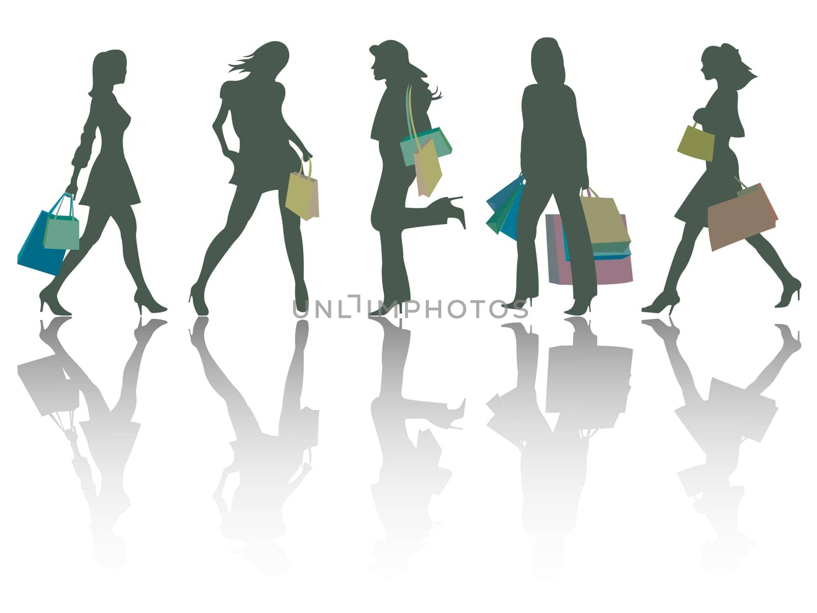 shopping girls silhouettes