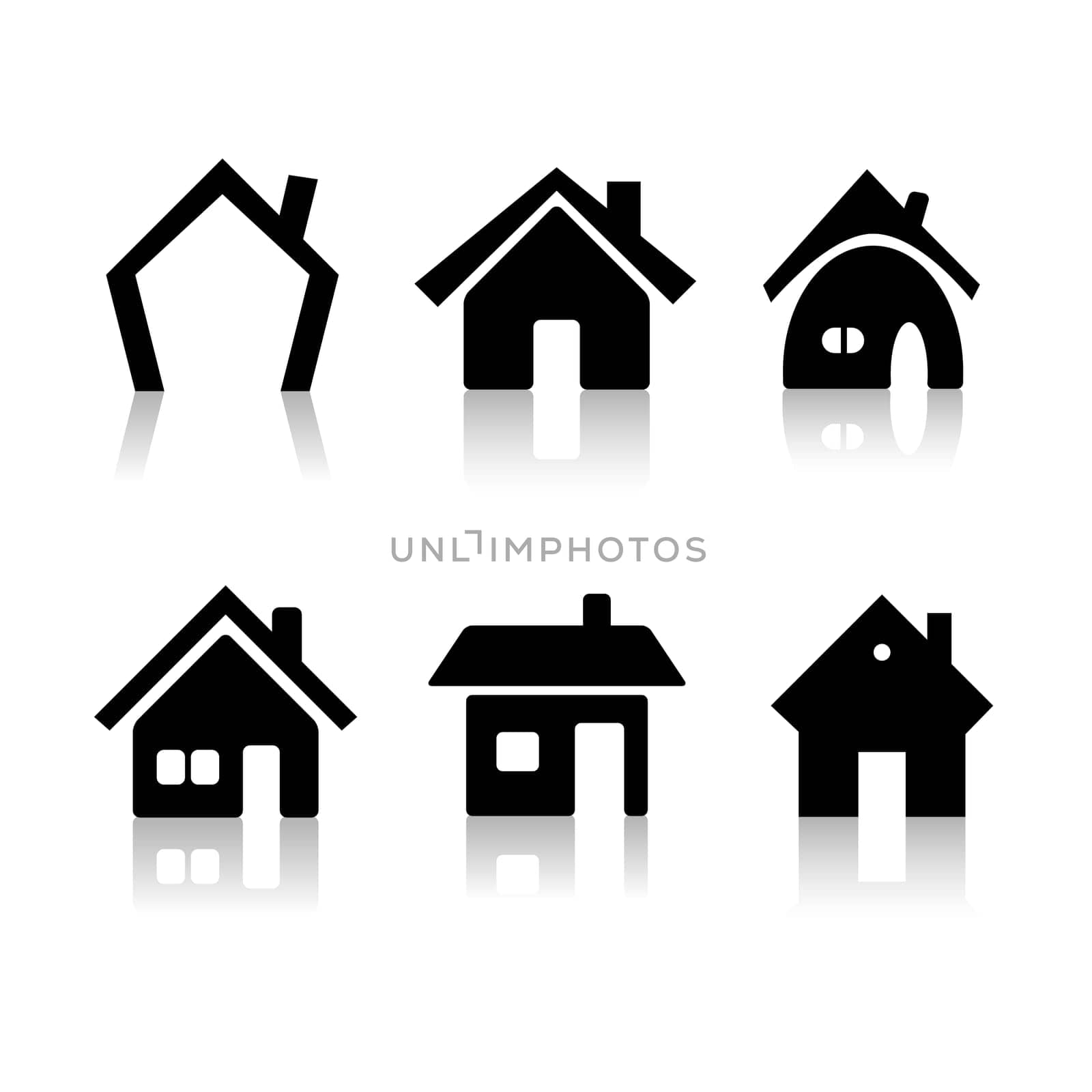 Set of 6 house icons