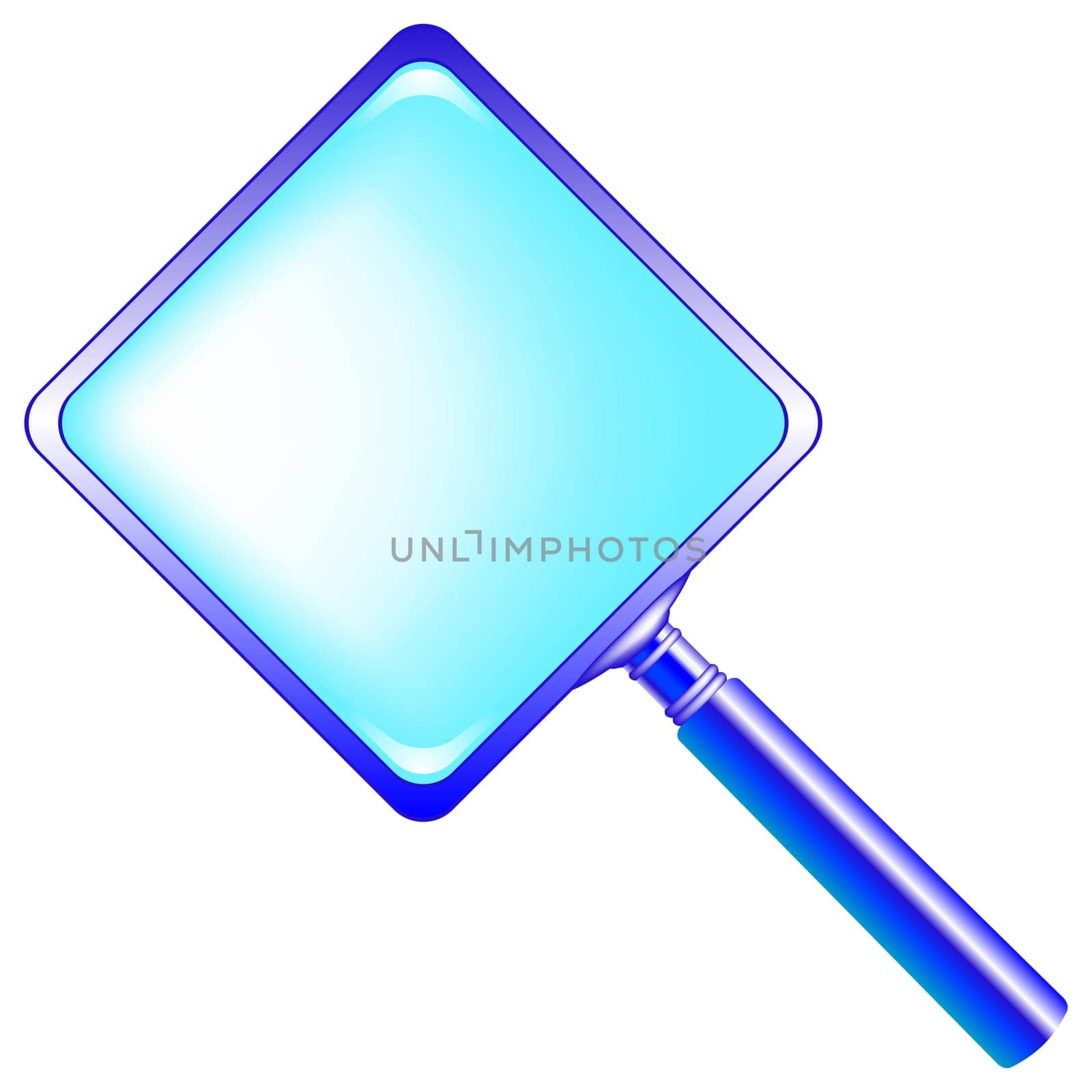 square blue magnifying glass