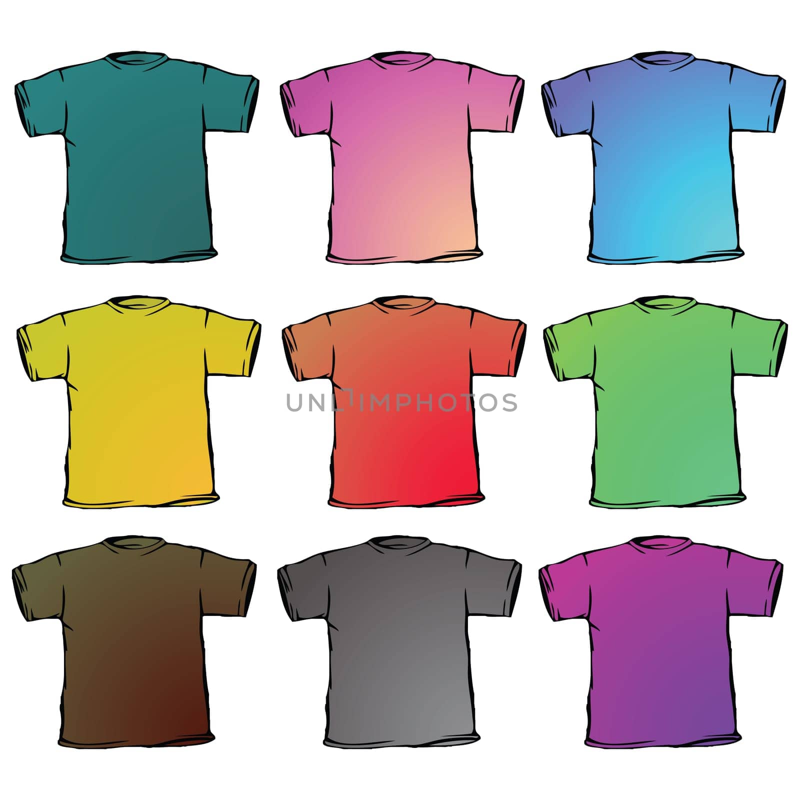 t shirts collection against white