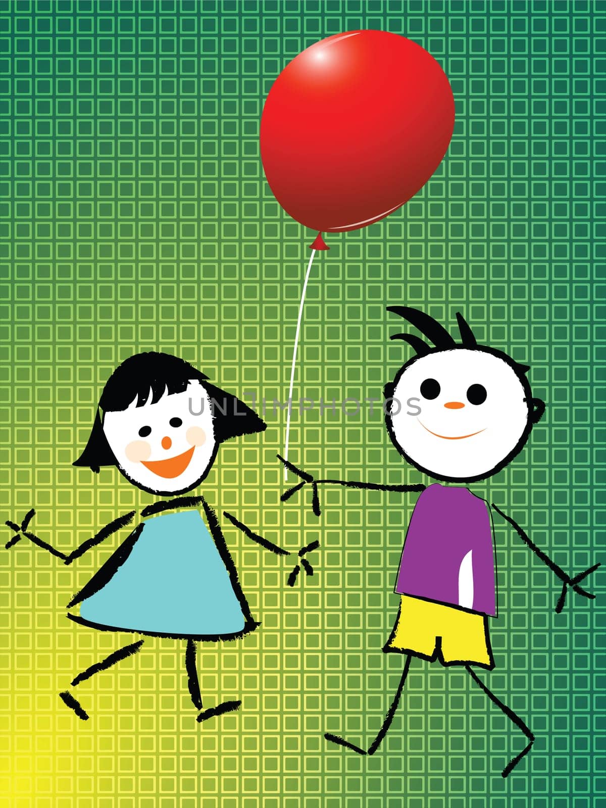 boy and girl playing with balloon
