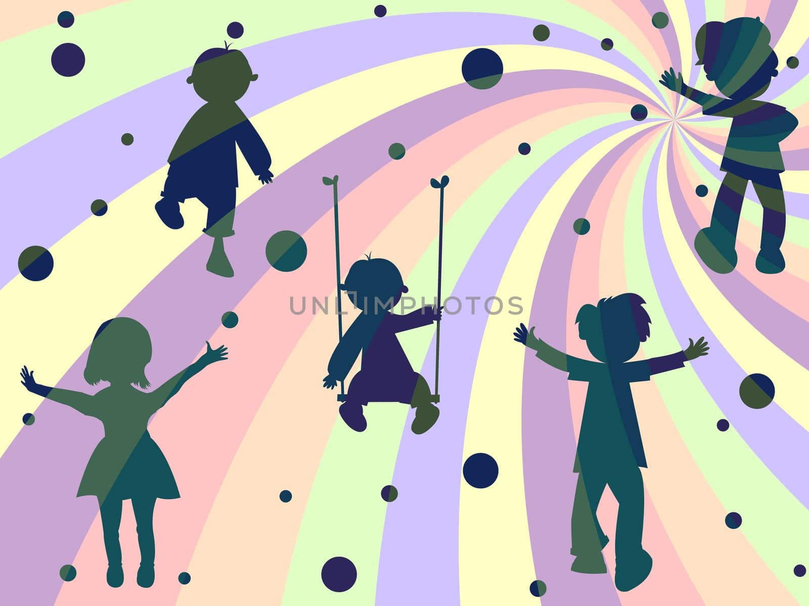 children rays and bubbles composition
