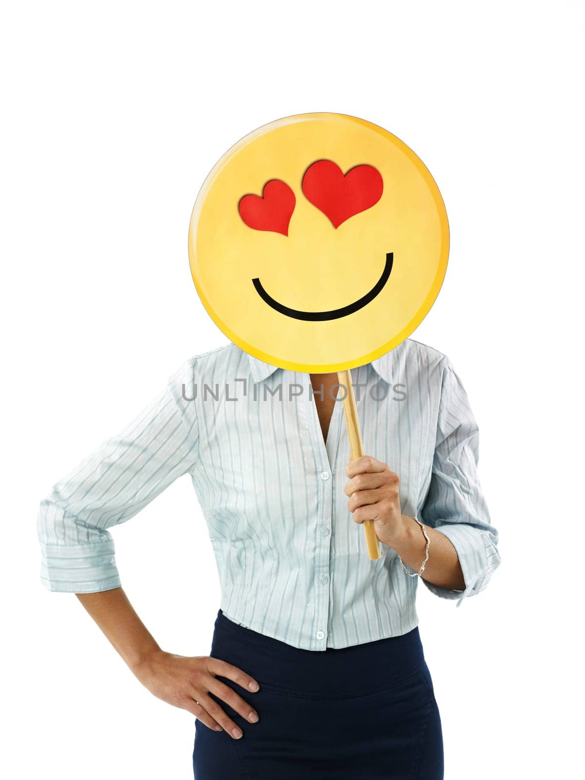 businesswoman with emoticon