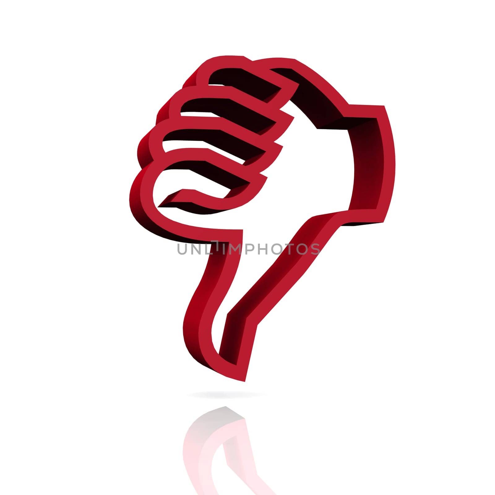 3D thumbs down - red