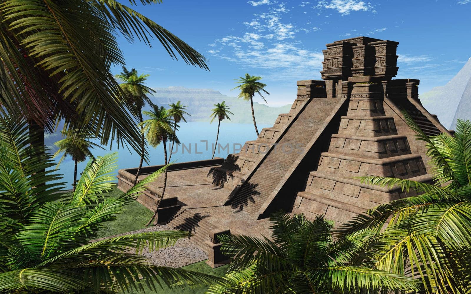 Mayan Temple - Blue Green 014