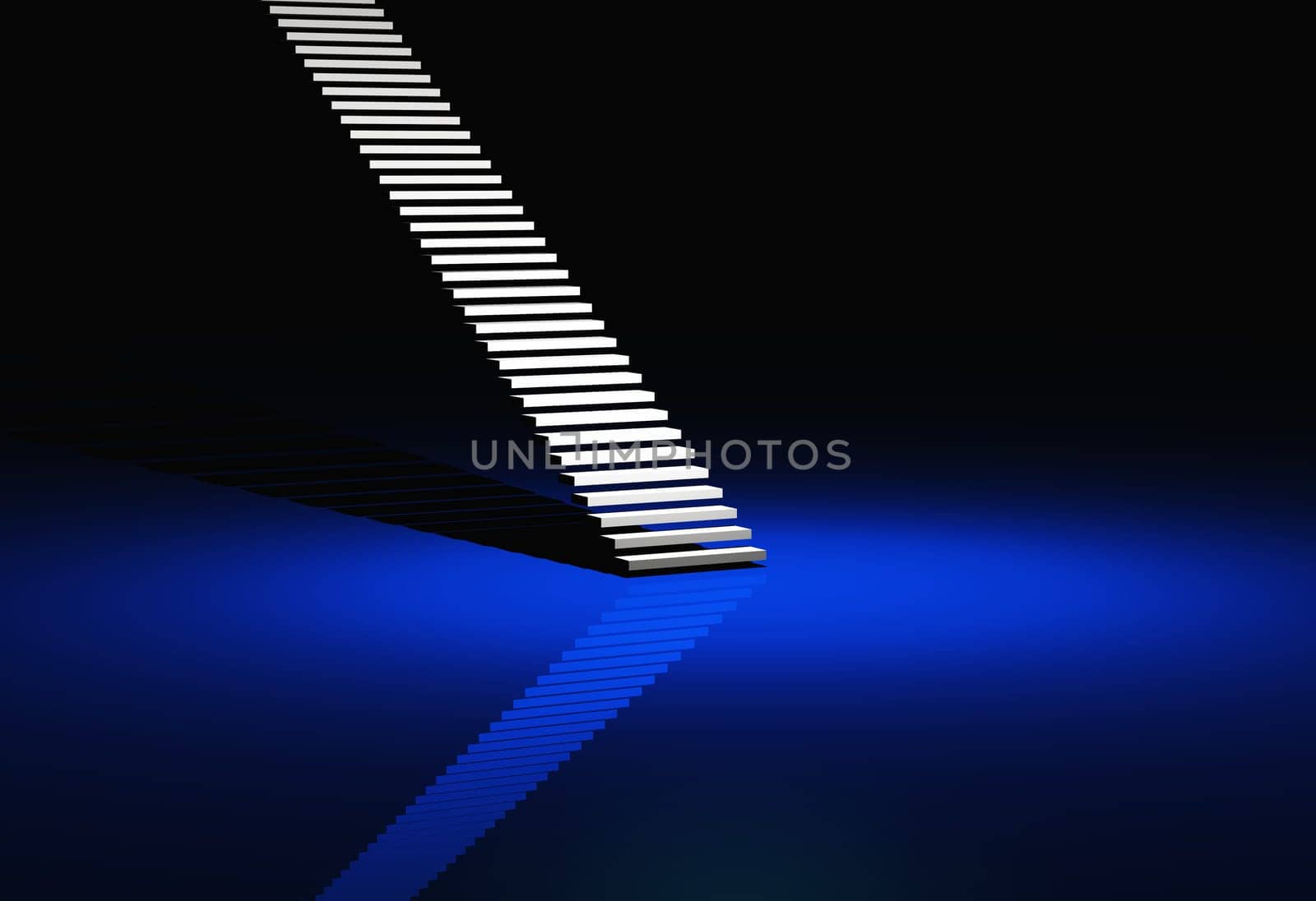 White Modern Stairs - Blue Background - 22