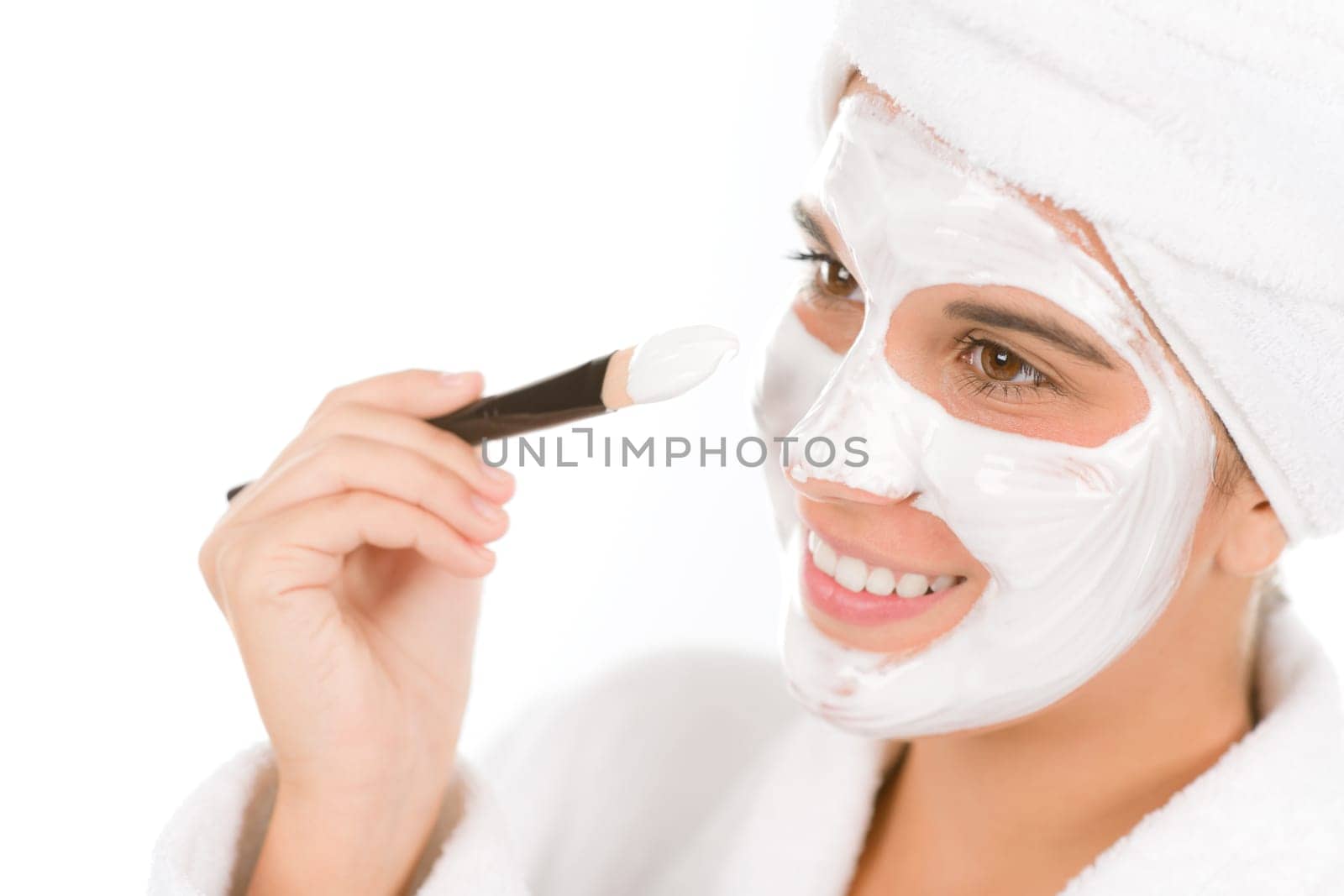 Teenager problem skin care - woman facial mask